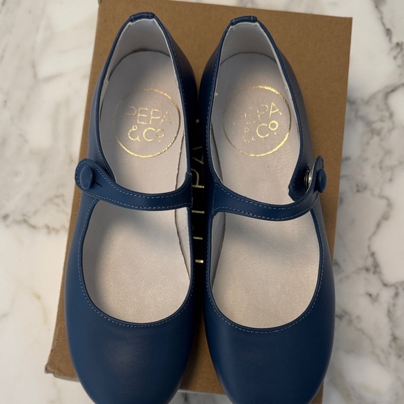 Pepa London Classic Mary Jane Flats in “Boxcalf Blue” - Picture 4 of 5